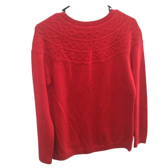 Talbots Women Cable Knit Sweater Size LP Large Cashmere Transitional Red Preppy - Picture 4 of 10